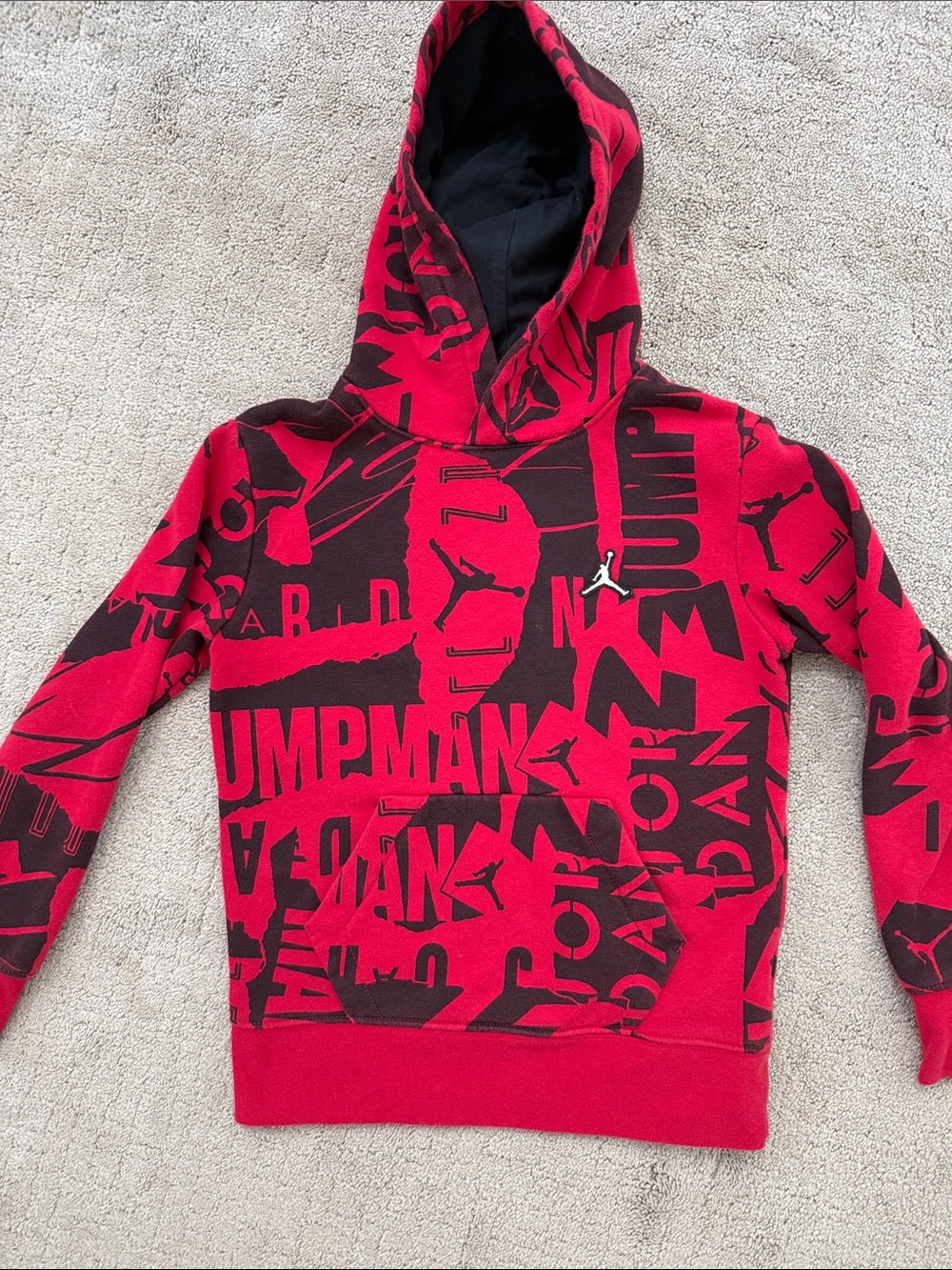 Jordan Red and Black Graphic Logo Pullover Hoodie